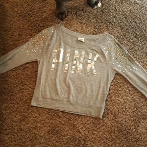 Pink long sleeve crop top xs